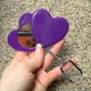 Purple Heart-Shaped Compact Mirror